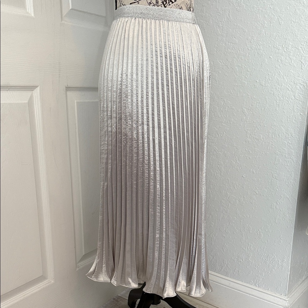 Elegant Silver Pleated Skirt